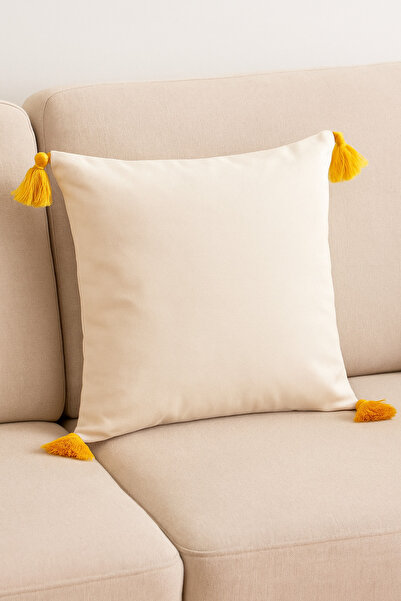 Yamesa غطاء وسادة من الجبردين المزين بالشرّابات