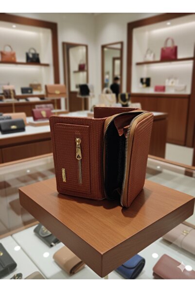 Newish Polo Zippered Portfolio Wallet Patterned Vegan Faux Leather - Medium Size