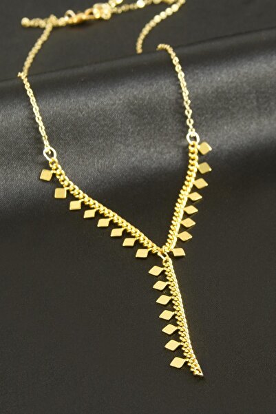 Marsilyan Baklava Shaped Y Necklace Ilkel-Bjt940