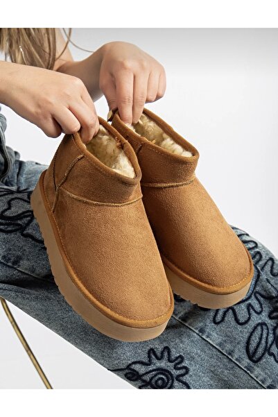 Sembu Sıcak Tutan İçi Kürklü Taba Renk Günlük Kısa Bot