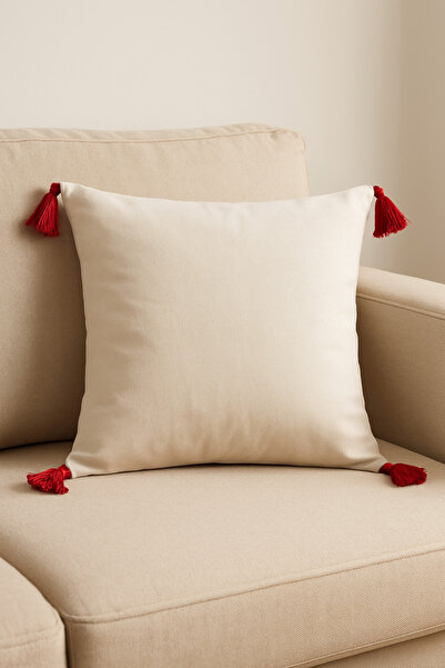 Yamesa Tasseled Gabardine Throw Pillow Cover