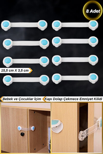 Hane Dostu 8 Adet Bebek ve Çocuklar İçin Dolap Çekmece Kapı Vitrin Emniyet Güvenlik Kilidi