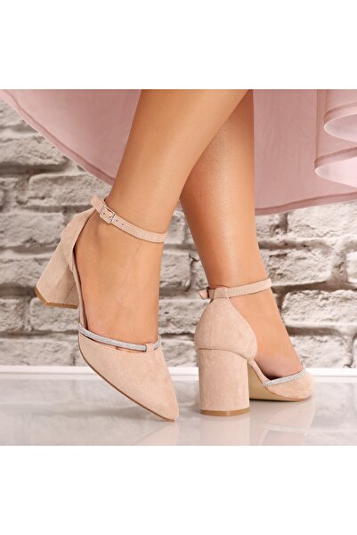 Botinelli Women's Beige Suede Leather Heeled Shoes Glorinda, 38