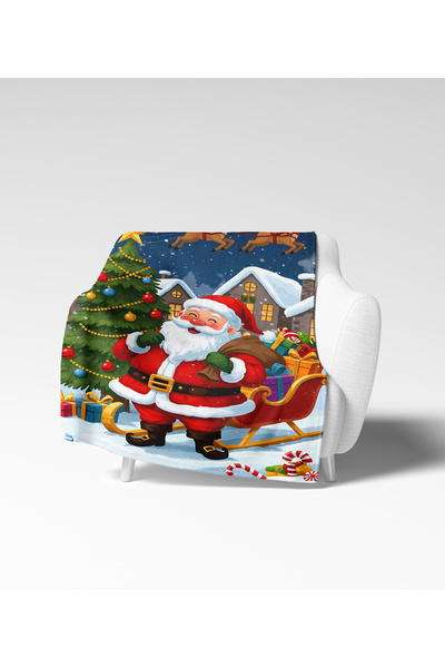 Home Santa Claus Christmas Pattern Fleece Tv Blanket Christmas Fleece Soft Blanket