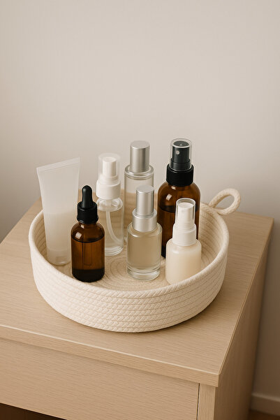 ÖRGÜM Sepet Dekoratif Organizer Salon,Mutfak,Banyo Düzenleyici 21x7 cm