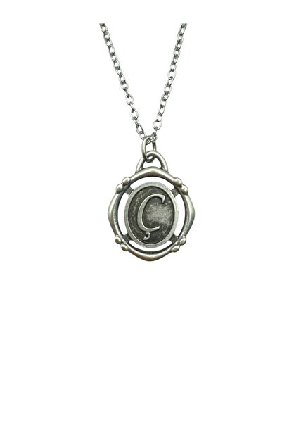 Herşey Nota قلادة عتيقة للجنسين بحرف C - تصميم شخصي وأنيق وأصيل