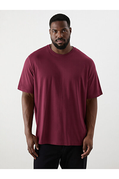 LC Waikiki Ανδρικό μπλουζάκι Peak New Season Plus Size με λαιμόκοψη 100% βαμβ...