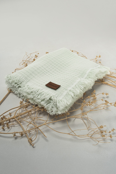 FURYATEX 100% Cotton 4-Layer Muslin Baby Blanket Sage 100X120Cm