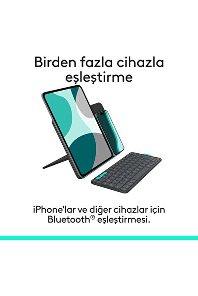 logitech Flip Folio iPad Pro 13 inç (M4), iPad Air 13 inç (M2 ve M3) ile Uyumlu Türkçe Klavyeli Tablet Kılıfı