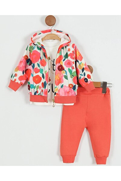 VOY KİDS Baby Girl Raincoat Hooded, 3 Piece Seasonal Top and Bottom Set L 3-6-9-12-18 Months