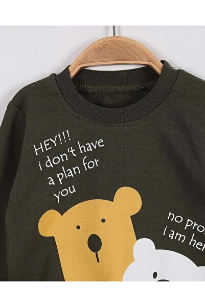 voyyo kids baby Baby Boy Bottoms with Teddy Bear Print 3-6-9-12-18 Months Old Top and Bottom Daily Tracksuit Set