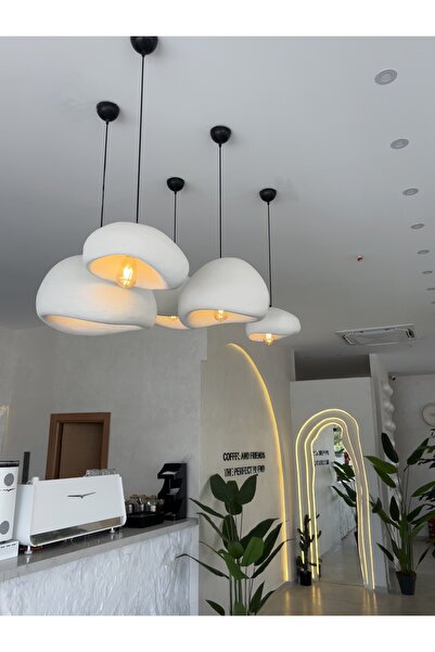 Lunalore Beşli Sarkıt Avize Rustik 30-30-40-40-50 E27 Modern Avize Bohem Beton Görünüm ( AMPÜL HEDİYE )