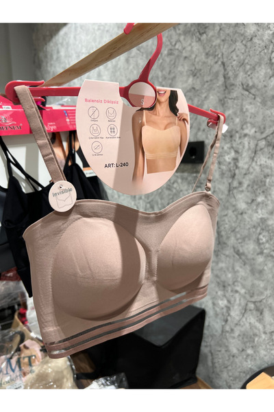 BUTİK1AVM Seamless Wire-Free Invisible Bra Removable Cup Adjustable Strap Non-Marking