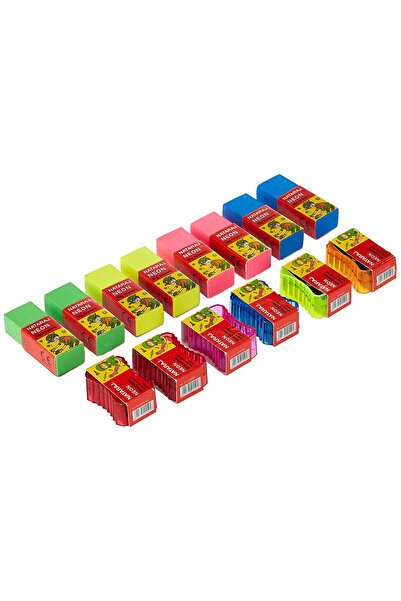 Nataraj Neon 8 mm Eraser + 6 Sharpeners - Pet Pack