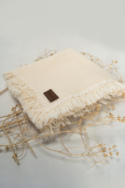 FURYATEX 100% Cotton 4-Layer Muslin Baby Blanket Ecru 100X120Cm