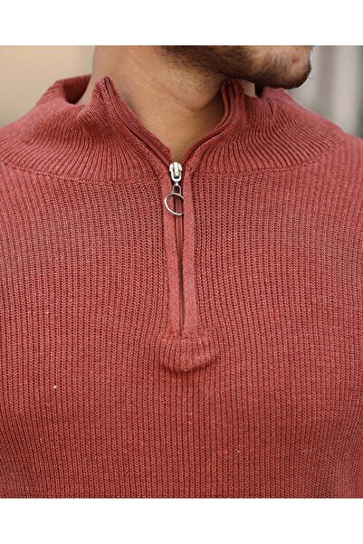 oneoff 2 Li Advantage Package Men's Ribbed Half Zipper Collar Detailed Knitwear Sweater