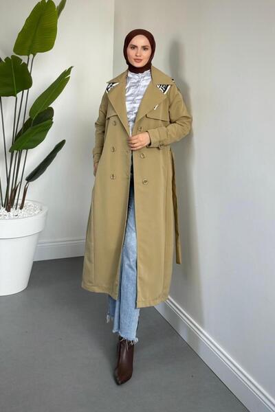 MERVEN AKYÜZ Mivora Astarlı Gabardin Trençkot Haki