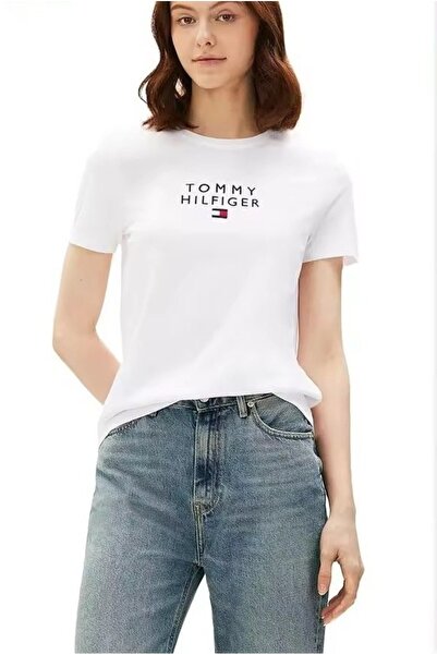 Tommy Hilfiger Nakışlı logo dokuma %100 pamuk regular t-shırt