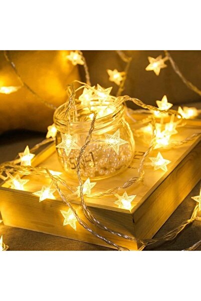 ZehaStore 20 Adet Mini Yıldız Led 5 Metre Günışığı Rengi Dekoratif Led (5355)