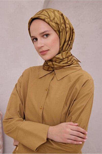 Belli Eșarfă din mătase pură Tivil IST 4221 - 02 Model geometric galben