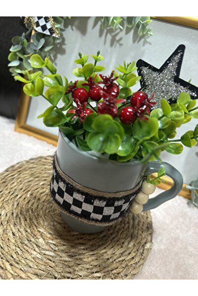 Marrone Gift Mug Vase Floral Kokinali Checkerboard Butterfly Ribbon