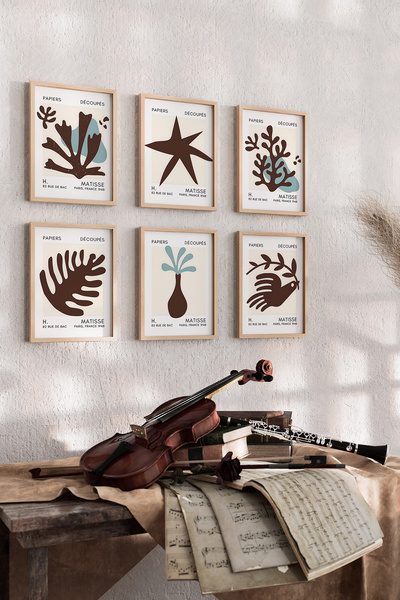 Artiera Set de picturi de perete cu rame din lemn premium din 6 piese Matisse...