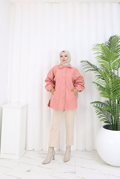 MİSS M.A.T FASHİON Pon Pon Booklet Crinkle Fabric Standard Size Shirt Jacket