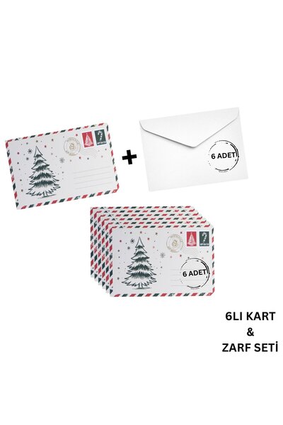 roco paper Yılbaşı Çam Ağacı Temalı Kartpostal ve Zarf Seti, Yeniyıl, Tebrik ...