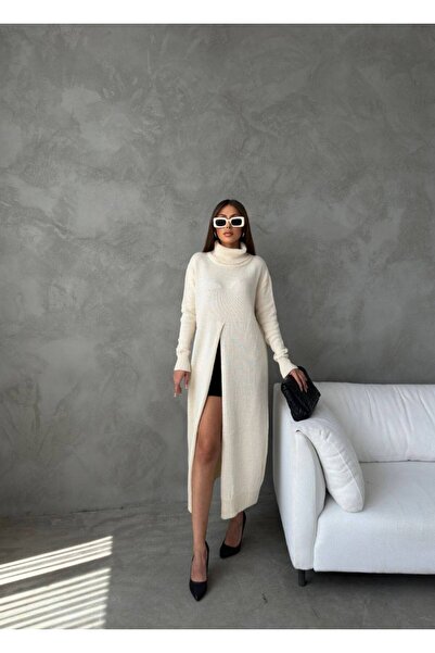GİYSİ DÜNYASI 57 Triko Fabric Slit Detail Dress