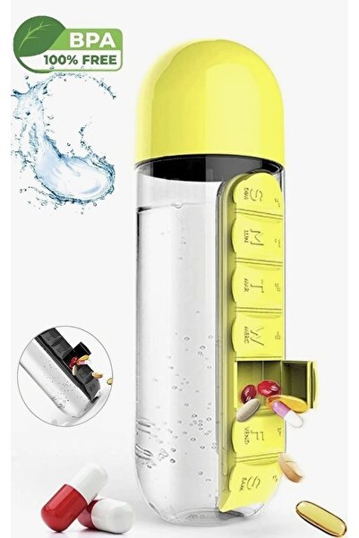 AbaTech 600 ml Water Bottle with 7-Day Medicine Storage Box and Compartment