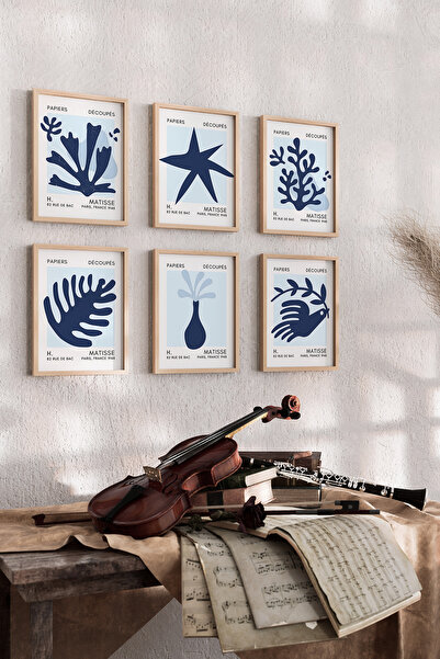 Artiera Modern Matisse 6-Piece Premium Wooden Framed Wall Painting Set Minima...