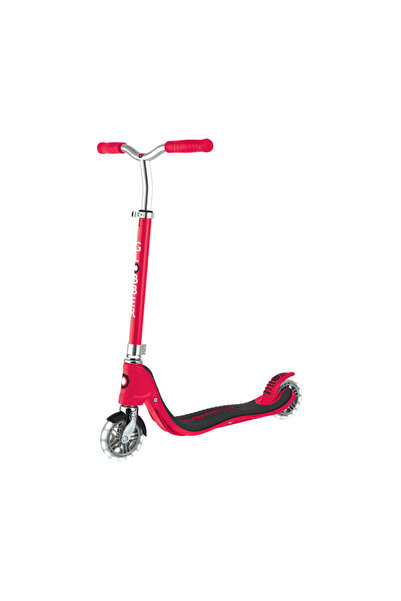 Globber Flow 125 Lights Foldable Kick Scooter – LED Wheels for Boys & Girls – Red