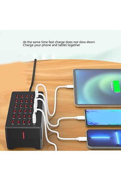 Fipka 30 Port 150 Watt USB Charging Station, Desktop USB Rapid Charger, Multiple USB Desktop Charging Dock