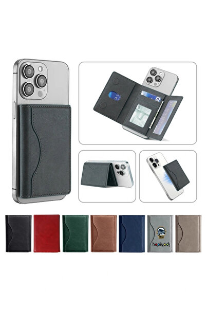 Lopard Magsafe Deri Cüzdan iPhone 17/16/15/14/13/12 Standlı Kartlık Cep Telefonu Manyetik Tutucu Kapaklı Ço