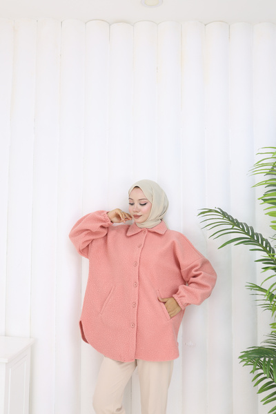 MİSS M.A.T FASHİON Pon Pon Booklet Crinkle Fabric Standard Size Shirt Jacket