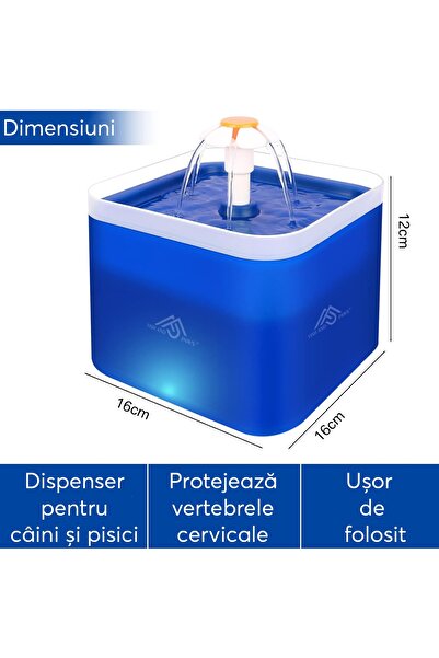 Fish & Paws Dispenser de apa automat ® tip fantana ultra-sientioasa pentru caini si pisici
