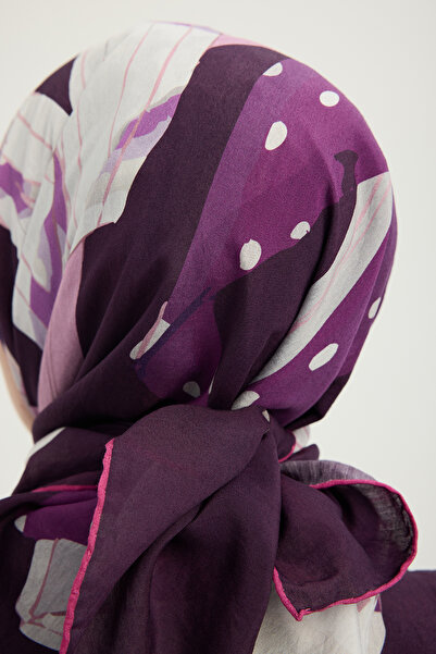 Schaless Κόμποι και ιστορίες - Ροζ - Φουλάρι βισκόζης με σχέδιο Vierra - 90x90 εκ.