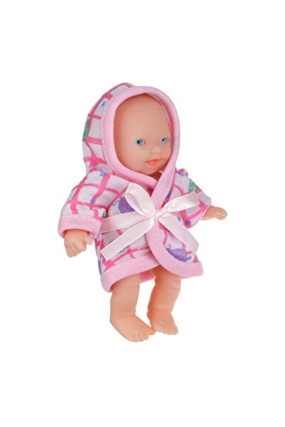 ANTBRO Baby Doll Antbro® with White/Pink Checkered Bathrobe, 12cm, 12+ Months