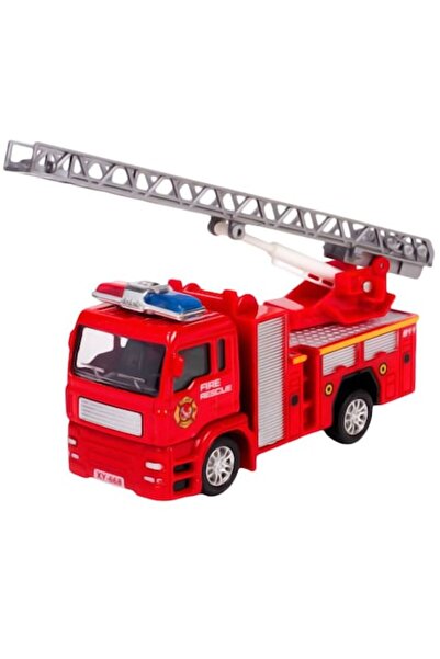 ANTBRO miniature fire truck with 1:55 scale and metal frame, red, 12x4x6 cm