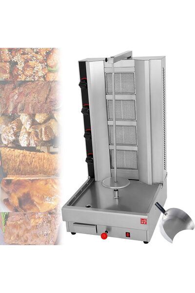 QUTBAG ماكينة دونر كباب، شوايات غاز من الفولاذ المقاوم للصدأ، شواية فرن دوارة عمودية، دوران 360 درجة