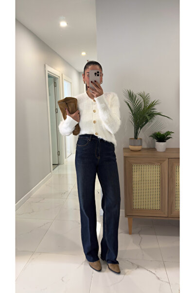 BİRCANÇİL ZR Sendry Blugi drepti din lycra cu picior decupat, albastru bleumarin