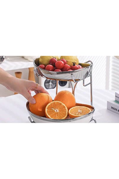 Trendy's Δίσκος φρούτων-σνακ, δύο επιπέδων, σατινέ φινίρισμα 24 X 20CM