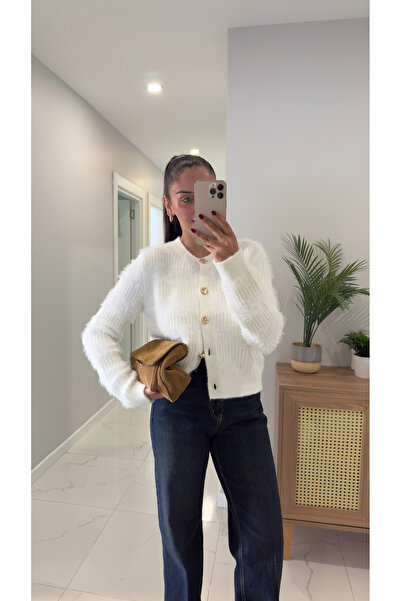 BİRCANÇİL Dlvin Sorwin Ecru Gold Buttoned Cardigan