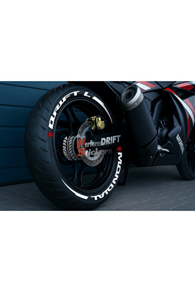 Performance Stickers Motosiklet Mondial Drift-L Lastik Sticker Seti 15-19inç Uyumlu Lastik Yazısı Dekor Lastik Stiker