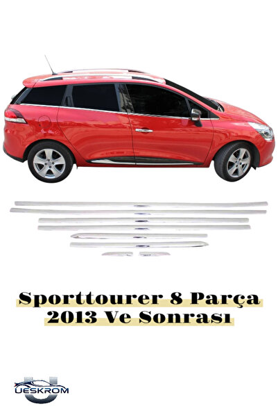 ueskrom Renault Clio 4 sporttourer Uyumlu Krom Cam Alt Çıtası 8 Parça 2013 Ve...