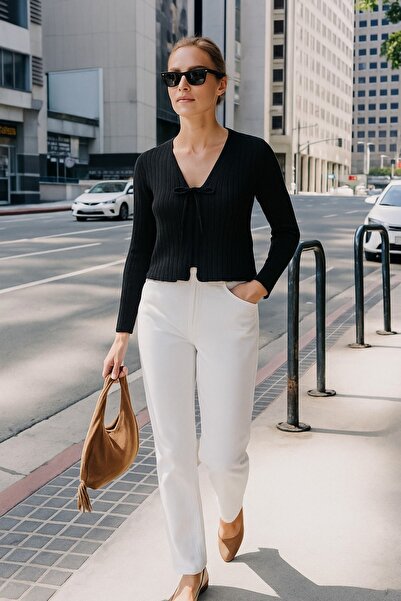 HAKKE Kadın Önü Bağlamalı Uzun Kollu HIRKA