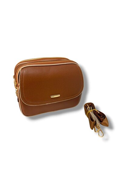 Cakgo 318-26 Δερμάτινη γυναικεία τσάντα με 3 θήκες και χιαστί λουράκι ώμου