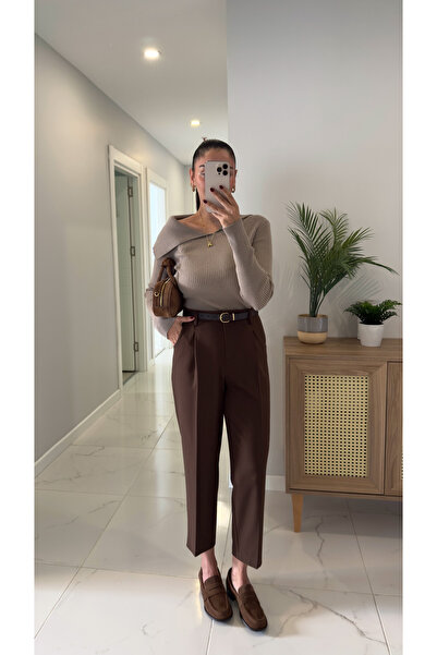 BİRCANÇİL Dlvin Yusa Kahve Kemerli Havuç Pantolon