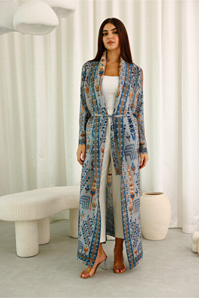 IKKXA Bohemian Prints Open Belted Freesize Abaya