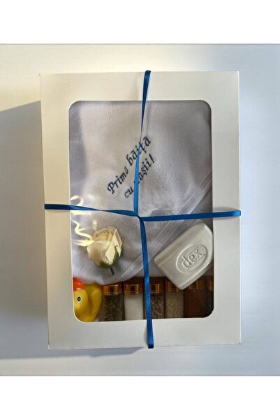 Botez Prosop cu capison alb – albastru “Prima baita cu nasii”, cu sticlute mi...